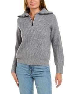 Elie Tahari Oversized 1/2-Zip Cashmere Sweater Women Sweaters & Knits