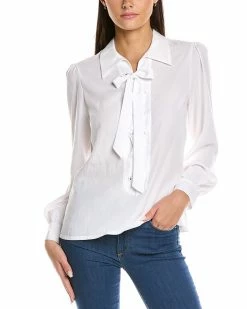 Elie Tahari Lace-Up Collar Shirt Women Tops