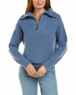 Elie Tahari Oversized 1/2-Zip Cashmere Sweater Women Sweaters & Knits