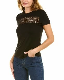 Elie Tahari Lace Insert T-Shirt Women Sweaters & Knits