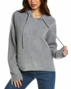 Elie Tahari Shaker Wool & Cashmere-Blend Hoodie Women Sweaters & Knits