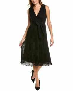 Elie Tahari Ruffle Silk Midi Dress Women Dresses