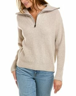 Elie Tahari Oversized 1/2-Zip Cashmere Sweater Women Sweaters & Knits