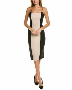 Elie Tahari Two-Tone Slim Midi Dress Women Dresses