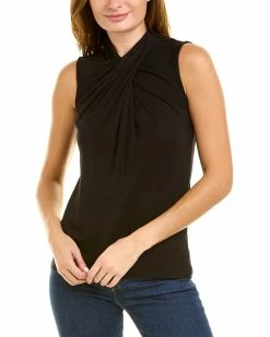 Elie Tahari Sleeveless Draped High Neck Top Women Tops