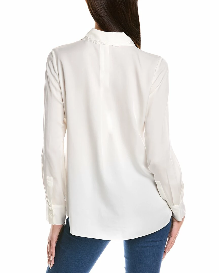 Elie Tahari Embroidered Collar Silk Shirt Women Tops - Image 2
