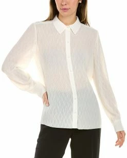 Elie Tahari Crinkle Shirt Women Tops