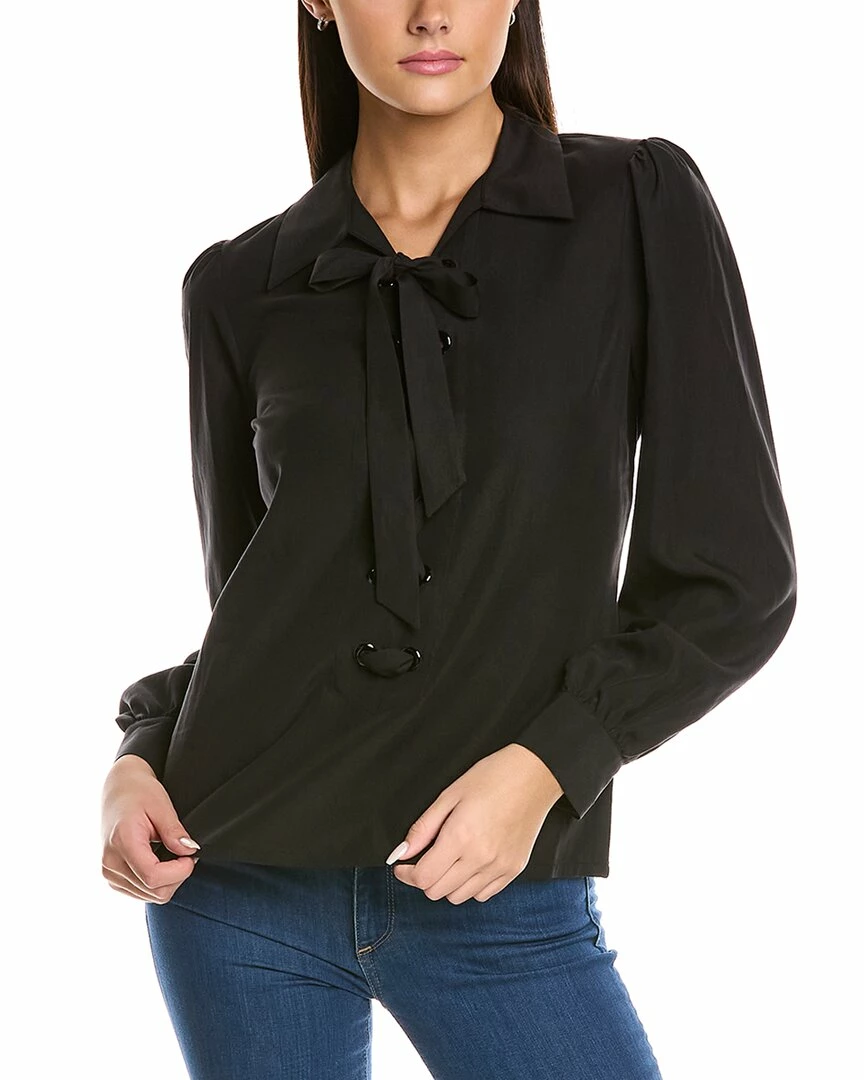 Elie Tahari Lace-Up Collar Shirt Women Tops