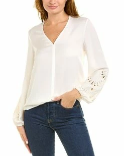 Elie Tahari Embroidered Silk Shirt Women Tops