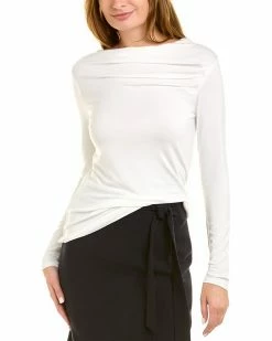 Elie Tahari Wide Boatneck Pleated Knit Top Women Sweaters & Knits