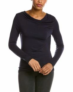 Elie Tahari Wide Boatneck Pleated Knit Top Women Sweaters & Knits