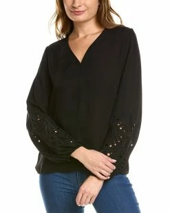 Elie Tahari Embroidered Silk Shirt Women Tops