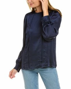 Elie Tahari Balloon Sleeve Scoop Neck Top Women Tops